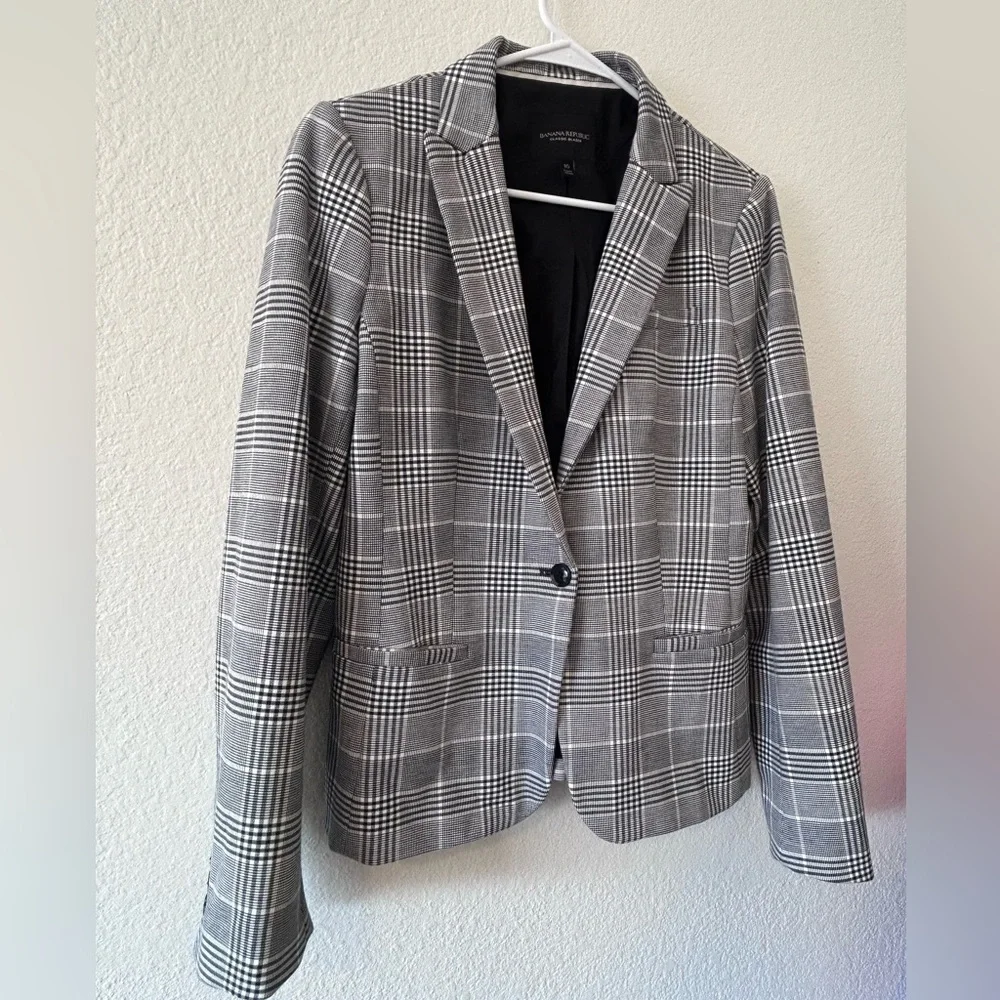 Librarian Academia Banana Republic Classic-Fit Plaid Blazer SZ 10